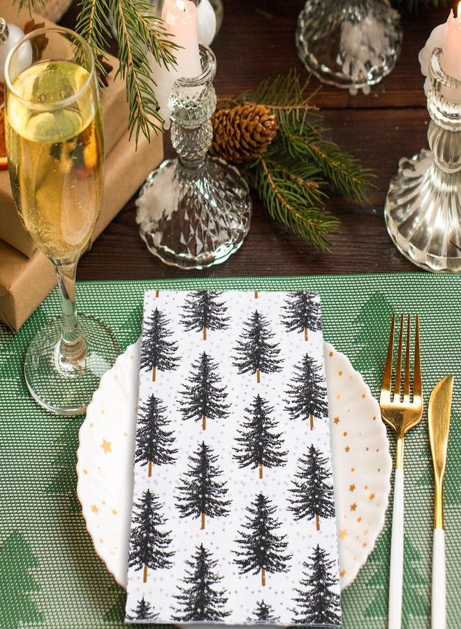 وولاين مجموعة مناديل ضيوف عيد الميلاد من والين، 50 قطعة، سوداء اللون، بتصميم شجرة عيد الميلاد، للاستخدام مرة واحدة، مناسبة للعشاء، مصنوعة من ورق مقوى، مثالية لحفلات الشتاء، ولتزيين طاولة الطعام والحمام. - Image 4